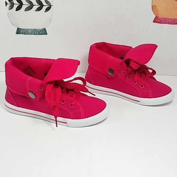 🆕 Girl's Fuchsia Pink Fold Over High Top 🆕 - Picture 2 of 7